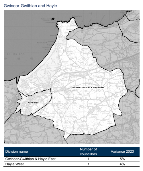 Gwinear-Gwithian & Hayle East and Hayle West Map