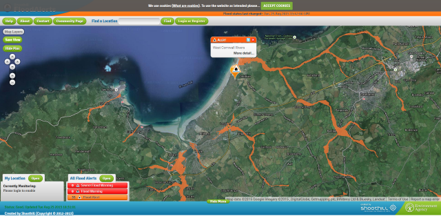 Flood Alert, 5:21PM 25/08/2015, West Cornwall Rivers, http://floodalerts.com/?id=92366 Flood Alert, 5:21PM 25/08/2015, West Cornwall Rivers, http://floodalerts.com/?id=92366
