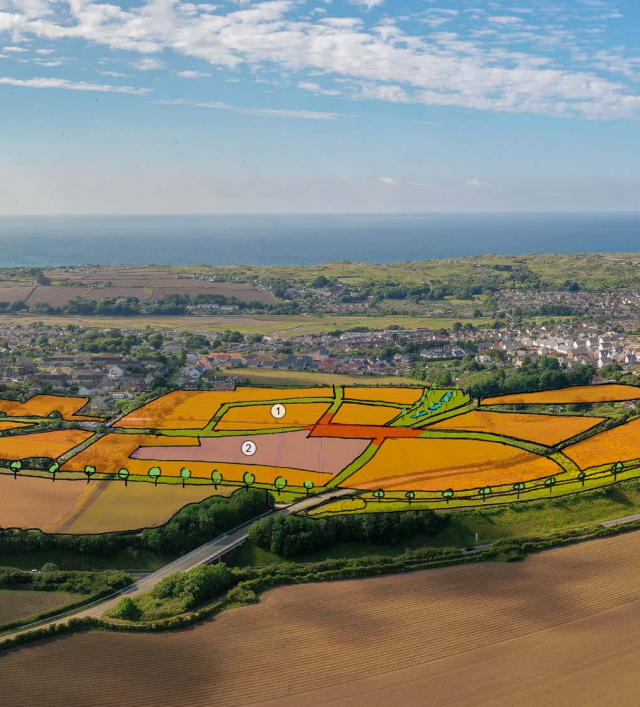 Image 27: Illustrative masterplan (east) 1 Predominantly Residential 2 New Primary School option 3 Mixed Use (employment and residential) 4 Employment 5 Multi-use green space