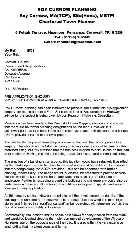 Pre-App Letter 17/06/2016 Pre-App Letter 17/06/2016