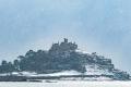 St Michaels mount at Marazion in the snow today - you don't see that often. #beastfromtheeast