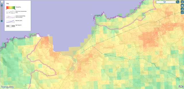 Tranquillity map - Hayle, Angarrack, Connor Downs, Gwithian 2015 Tranquillity map - Hayle, Angarrack, Connor Downs, Gwithian 2015